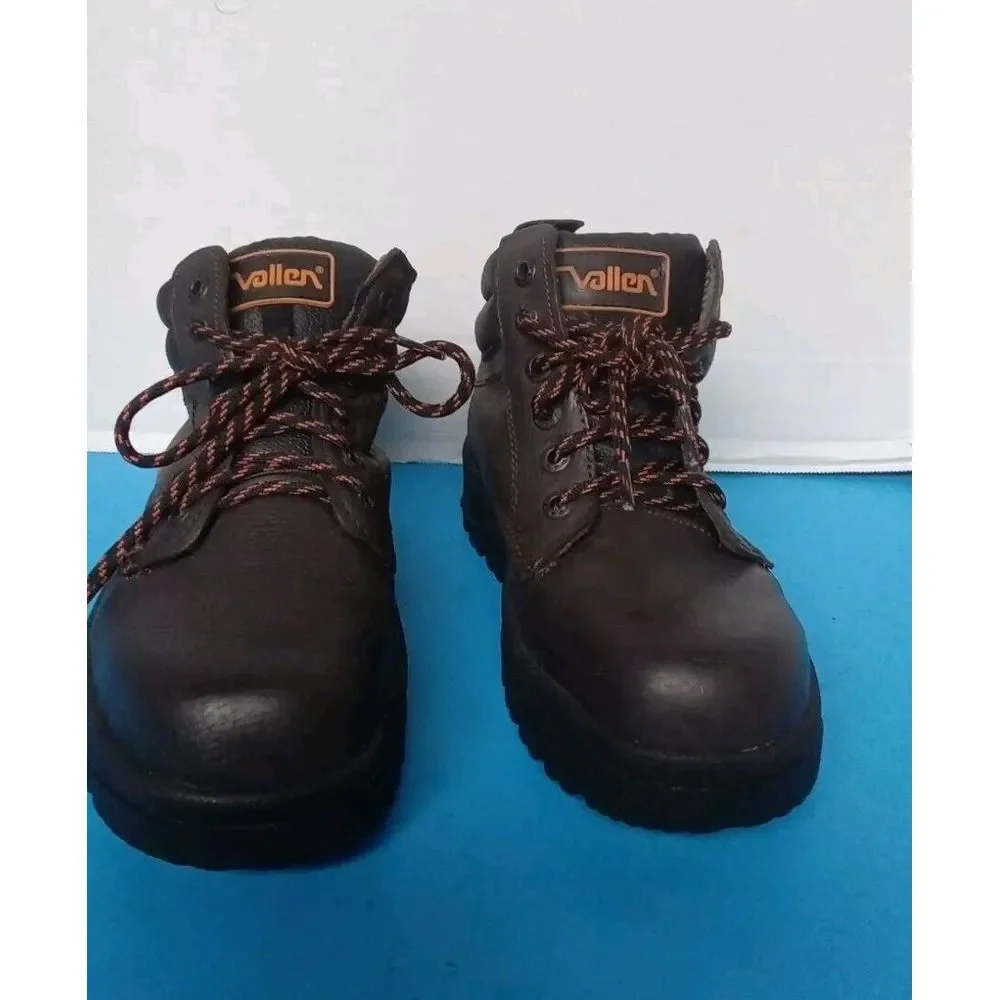 Vallor Brown Leather Safety Work Boots‎ Steel Toe Industrial Footwear